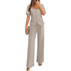 image:imageZESICA Womens Two Pieces Suits Set Business Casual OutfitsGrey Khaki