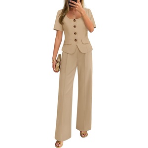 image:imageZESICA Womens Two Pieces Suits Set Business Casual OutfitsKhaki