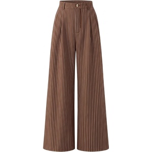 image:imageZESICA Womens Wide Leg Striped Business Work Palazzo PantsBrown