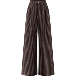 image:imageZESICA Womens Wide Leg Striped Business Work Palazzo PantsCoffee