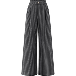 image:imageZESICA Womens Wide Leg Striped Business Work Palazzo PantsGrey