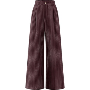 image:imageZESICA Womens Wide Leg Striped Business Work Palazzo PantsRedbrown