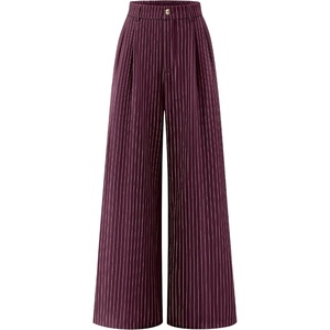 image:imageZESICA Womens Wide Leg Striped Business Work Palazzo PantsWine