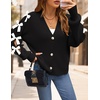 image:imageZESICA Fall Bow Cardigans for Women Trendy 2026 Casual Long Sleeve Button V Neck Knit Sweater Outerwear CoatsBlack