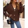 image:imageZESICA Fall Bow Cardigans for Women Trendy 2026 Casual Long Sleeve Button V Neck Knit Sweater Outerwear CoatsBrown