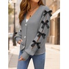 image:imageZESICA Fall Bow Cardigans for Women Trendy 2026 Casual Long Sleeve Button V Neck Knit Sweater Outerwear CoatsGray