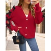 image:imageZESICA Fall Bow Cardigans for Women Trendy 2026 Casual Long Sleeve Button V Neck Knit Sweater Outerwear CoatsRed