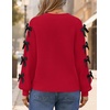 image:imageZESICA Fall Bow Cardigans for Women Trendy 2026 Casual Long Sleeve Button V Neck Knit Sweater Outerwear CoatsRed