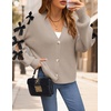 image:imageZESICA Fall Bow Cardigans for Women Trendy 2026 Casual Long Sleeve Button V Neck Knit Sweater Outerwear CoatsSand