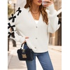 image:imageZESICA Fall Bow Cardigans for Women Trendy 2026 Casual Long Sleeve Button V Neck Knit Sweater Outerwear CoatsWhite