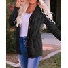 image:imageZESICA Long Sleeve Button Down Open Front Cable Knit Cardigan SweatersBlack2
