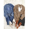 image:imageZESICA Long Sleeve Button Down Open Front Cable Knit Cardigan SweatersBlue