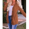 image:imageZESICA Long Sleeve Button Down Open Front Cable Knit Cardigan SweatersBrown