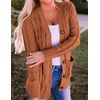 image:imageZESICA Long Sleeve Button Down Open Front Cable Knit Cardigan SweatersBrown