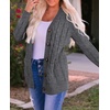 image:imageZESICA Long Sleeve Button Down Open Front Cable Knit Cardigan SweatersCharcoal