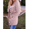 image:imageZESICA Long Sleeve Button Down Open Front Cable Knit Cardigan SweatersDustypink