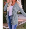image:imageZESICA Long Sleeve Button Down Open Front Cable Knit Cardigan SweatersGrey