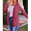 image:imageZESICA Long Sleeve Button Down Open Front Cable Knit Cardigan SweatersMaroon
