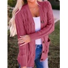 image:imageZESICA Long Sleeve Button Down Open Front Cable Knit Cardigan SweatersMaroon