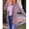 image:imageZESICA Long Sleeve Button Down Open Front Cable Knit Cardigan SweatersTaro