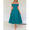 image:imageZESICA Summer 2026 Off Shoulder Cocktail Dresses for WomenTeal