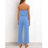 image:imageZESICA Women Casual Off Shoulder Strapless Belted Wide Leg Jumpsuit RomperBlue