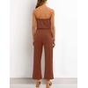 image:imageZESICA Women Casual Off Shoulder Strapless Belted Wide Leg Jumpsuit RomperCaramel