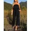 image:imageZESICA Women Casual Off Shoulder Strapless Belted Wide Leg Jumpsuit RomperDarkblack