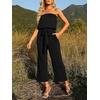 image:imageZESICA Women Casual Off Shoulder Strapless Belted Wide Leg Jumpsuit RomperDarkblack