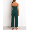 image:imageZESICA Women Casual Off Shoulder Strapless Belted Wide Leg Jumpsuit RomperDarkgreen