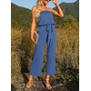 image:imageZESICA Women Casual Off Shoulder Strapless Belted Wide Leg Jumpsuit RomperDustyblue