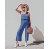 image:imageZESICA Women Casual Off Shoulder Strapless Belted Wide Leg Jumpsuit RomperDustyblue