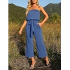 image:imageZESICA Women Casual Off Shoulder Strapless Belted Wide Leg Jumpsuit RomperDustyblue