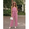 image:imageZESICA Women Casual Off Shoulder Strapless Belted Wide Leg Jumpsuit RomperDustypink