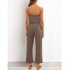 image:imageZESICA Women Casual Off Shoulder Strapless Belted Wide Leg Jumpsuit RomperMocha