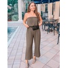 image:imageZESICA Women Casual Off Shoulder Strapless Belted Wide Leg Jumpsuit RomperMocha