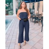 image:imageZESICA Women Casual Off Shoulder Strapless Belted Wide Leg Jumpsuit RomperNavyblue