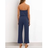 image:imageZESICA Women Casual Off Shoulder Strapless Belted Wide Leg Jumpsuit RomperNavyblue