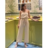 image:imageZESICA Women Casual Off Shoulder Strapless Belted Wide Leg Jumpsuit RomperNude