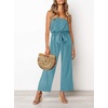 image:imageZESICA Women Casual Off Shoulder Strapless Belted Wide Leg Jumpsuit RomperSage