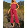 image:imageZESICA Women Casual Off Shoulder Strapless Belted Wide Leg Jumpsuit RomperTeaberry