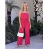 image:imageZESICA Women Casual Off Shoulder Strapless Belted Wide Leg Jumpsuit RomperTeaberry