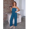 image:imageZESICA Women Casual Off Shoulder Strapless Belted Wide Leg Jumpsuit RomperTeal