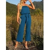 image:imageZESICA Women Casual Off Shoulder Strapless Belted Wide Leg Jumpsuit RomperTeal