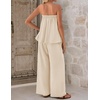 image:imageZESICA Womens 2 Piece Sets Casual Strapless Tube Top Wide Leg Pants OutfitsApricot