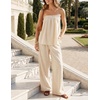 image:imageZESICA Womens 2 Piece Sets Casual Strapless Tube Top Wide Leg Pants OutfitsApricot