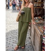 image:imageZESICA Womens 2 Piece Sets Casual Strapless Tube Top Wide Leg Pants OutfitsArmygreen
