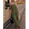 image:imageZESICA Womens 2 Piece Sets Casual Strapless Tube Top Wide Leg Pants OutfitsArmygreen