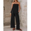 image:imageZESICA Womens 2 Piece Sets Casual Strapless Tube Top Wide Leg Pants OutfitsBlack