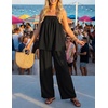 image:imageZESICA Womens 2 Piece Sets Casual Strapless Tube Top Wide Leg Pants OutfitsBlack